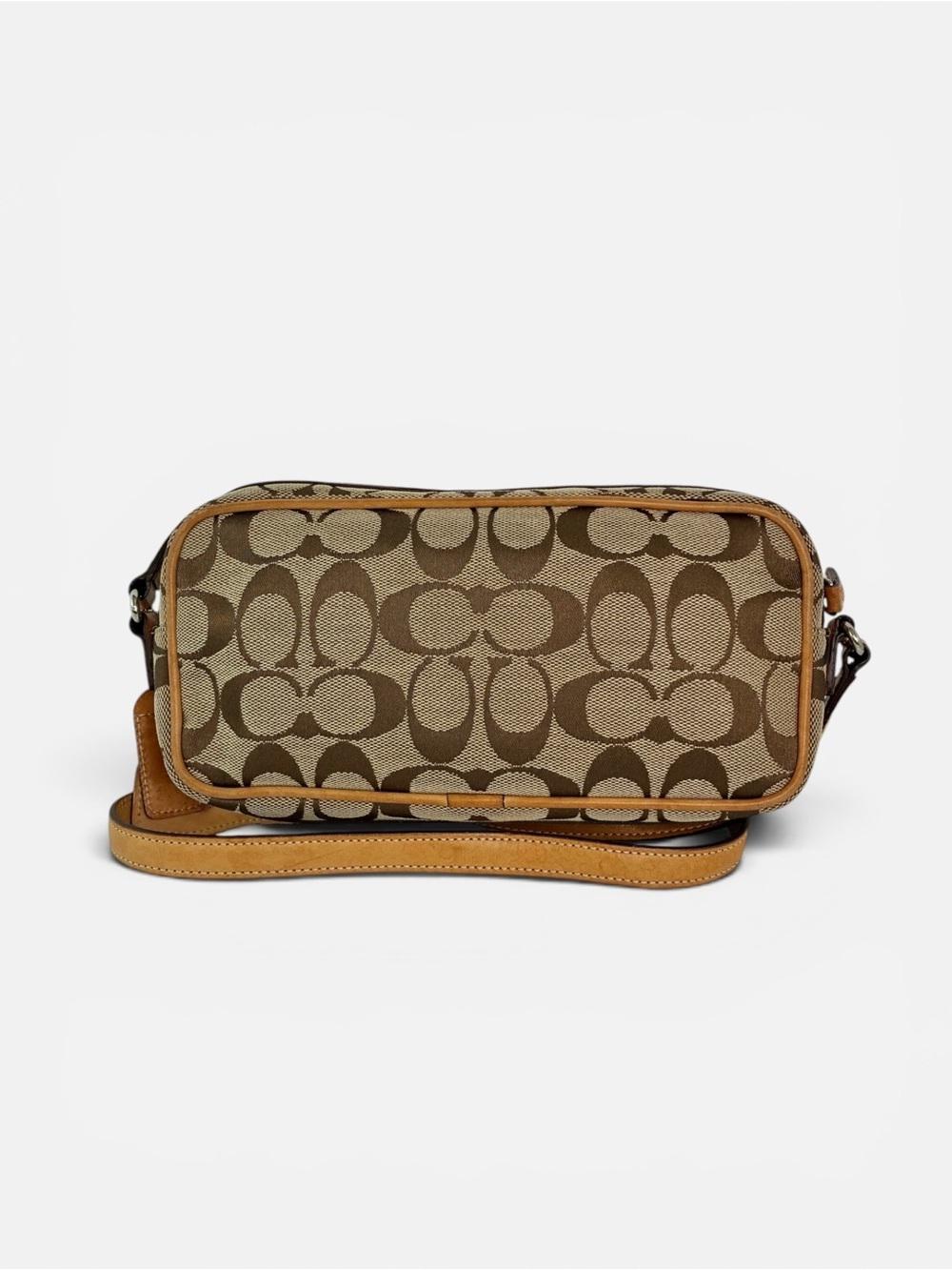Coach Brown Signature Canvas Crossbody with Tan Leather Trim - Picture 2 of 9